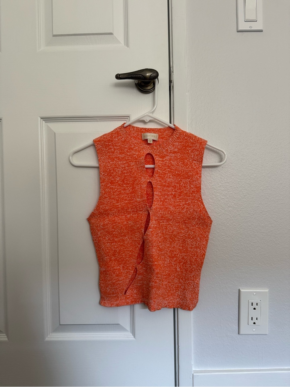 Ronny Kobo Collection Orange Cutout Sleeveless Knit Tank